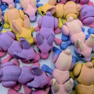 Posable Rainbow Pastel Bunnies - 3D Printed Fidget Toy