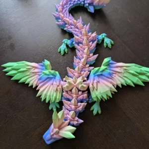 16" Crystal Wing Dragon - Articulated Fantasy Dragon - 10" Wingspan