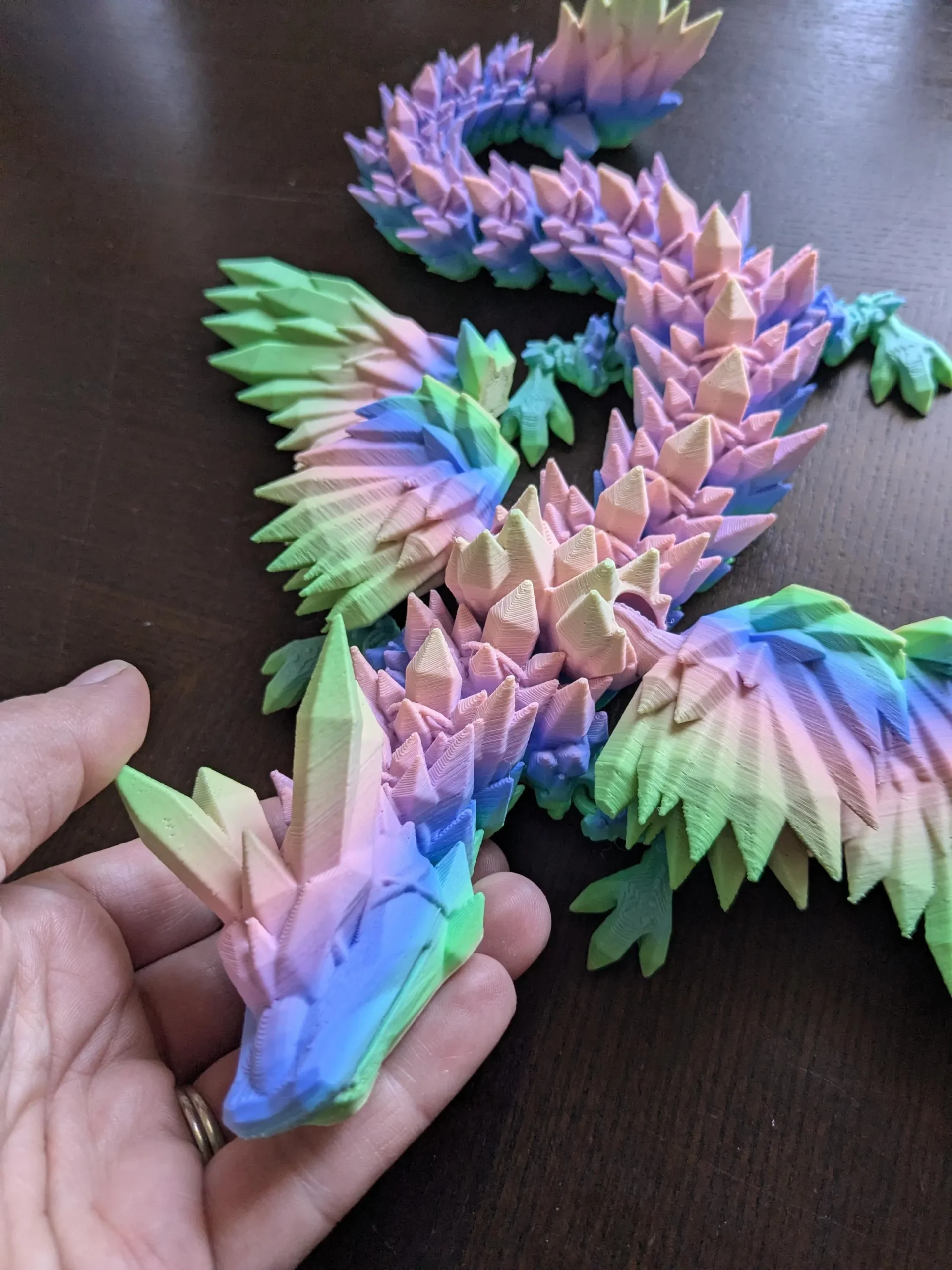 16" Crystal Wing Dragon - Articulated Fantasy Dragon - 10" Wingspan - Image 2